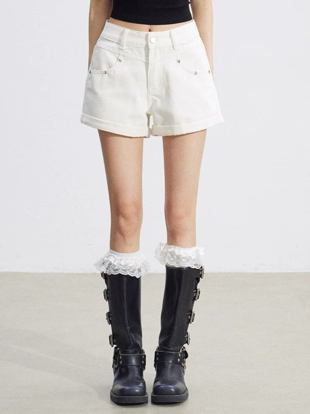 Star Stud Denim Shorts