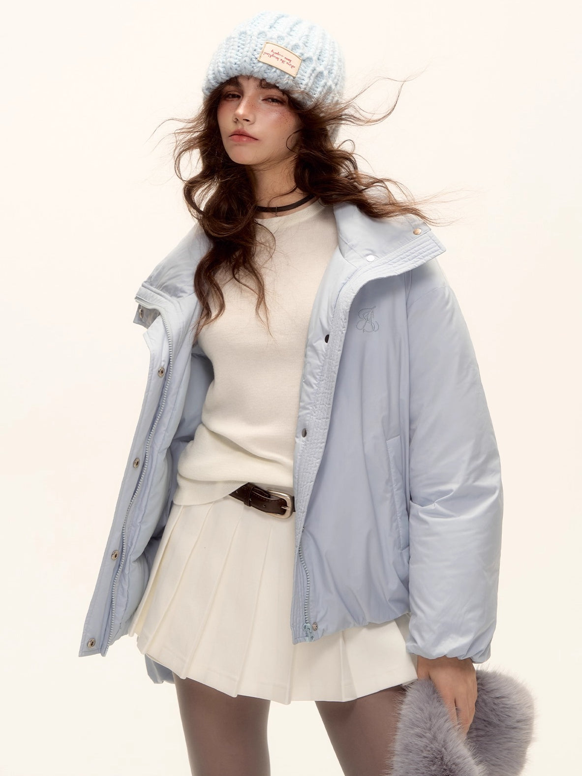 Belted Mohair Pleated Skort