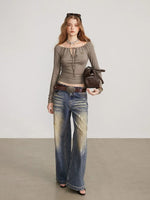 Convertible Tie Shoulder Long Sleeve Top