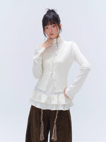 Ruffle Layered-Look Mock-Neck Top