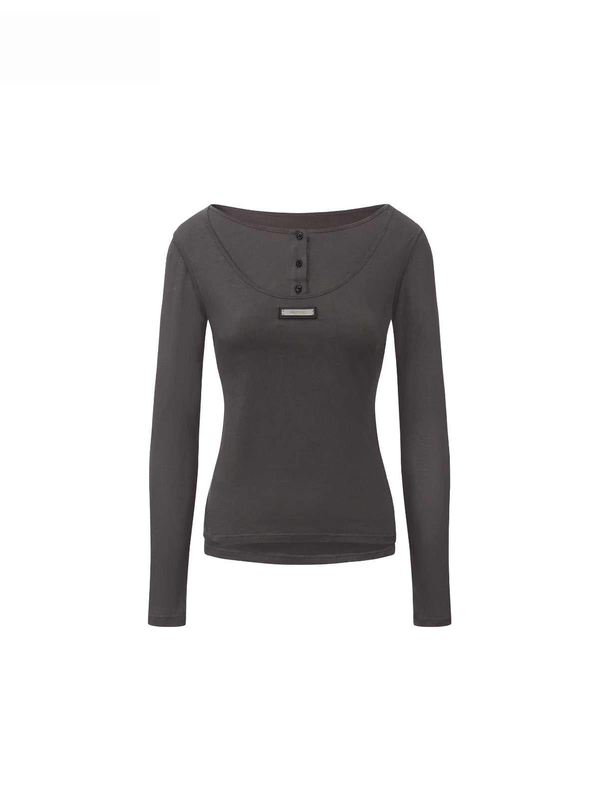 Layered Metal Tag Slim Fit T-Shirt