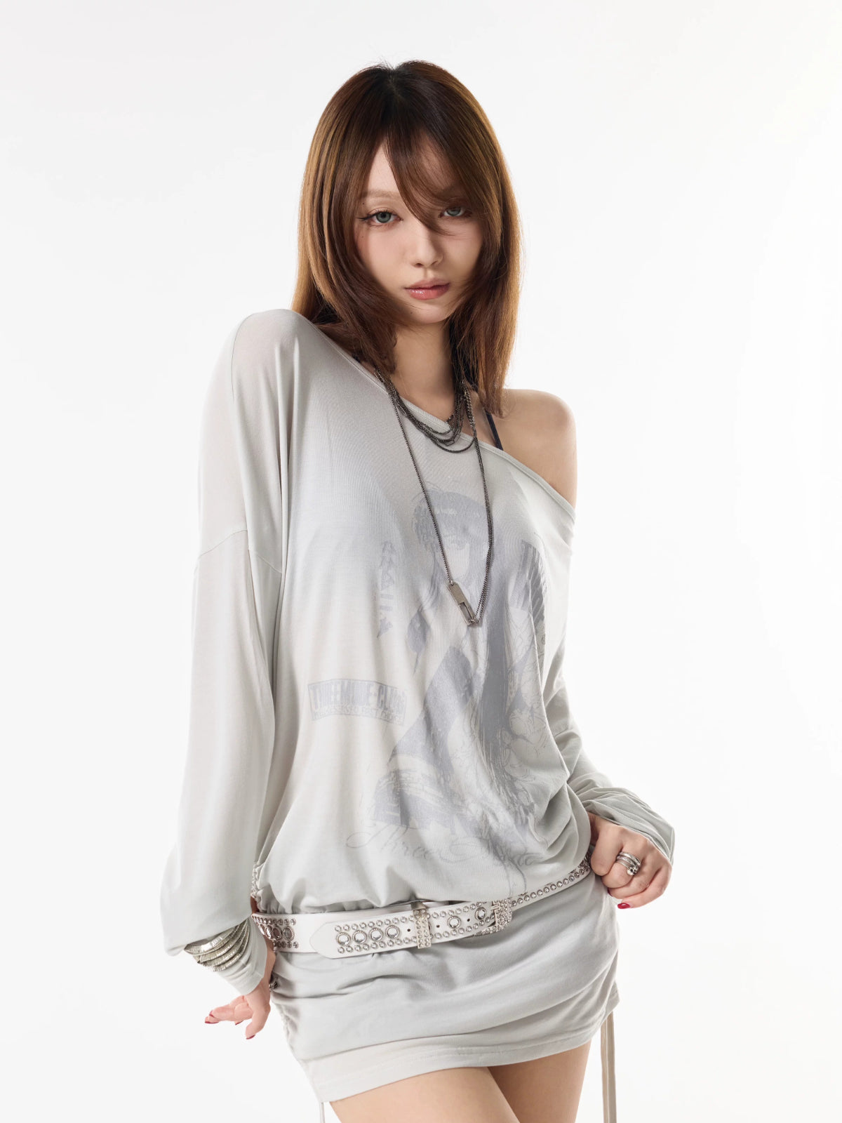 Off-Shoulder Print Tee