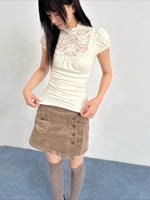 Beige Lace Mesh Top