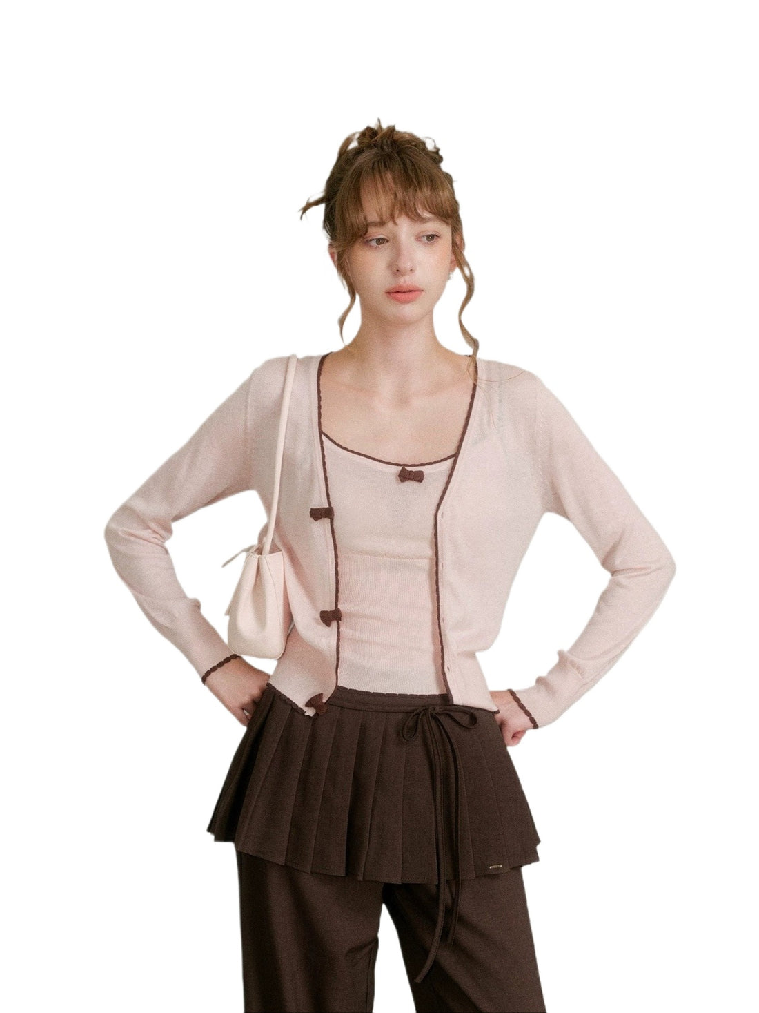 Bow Trim Knit Set