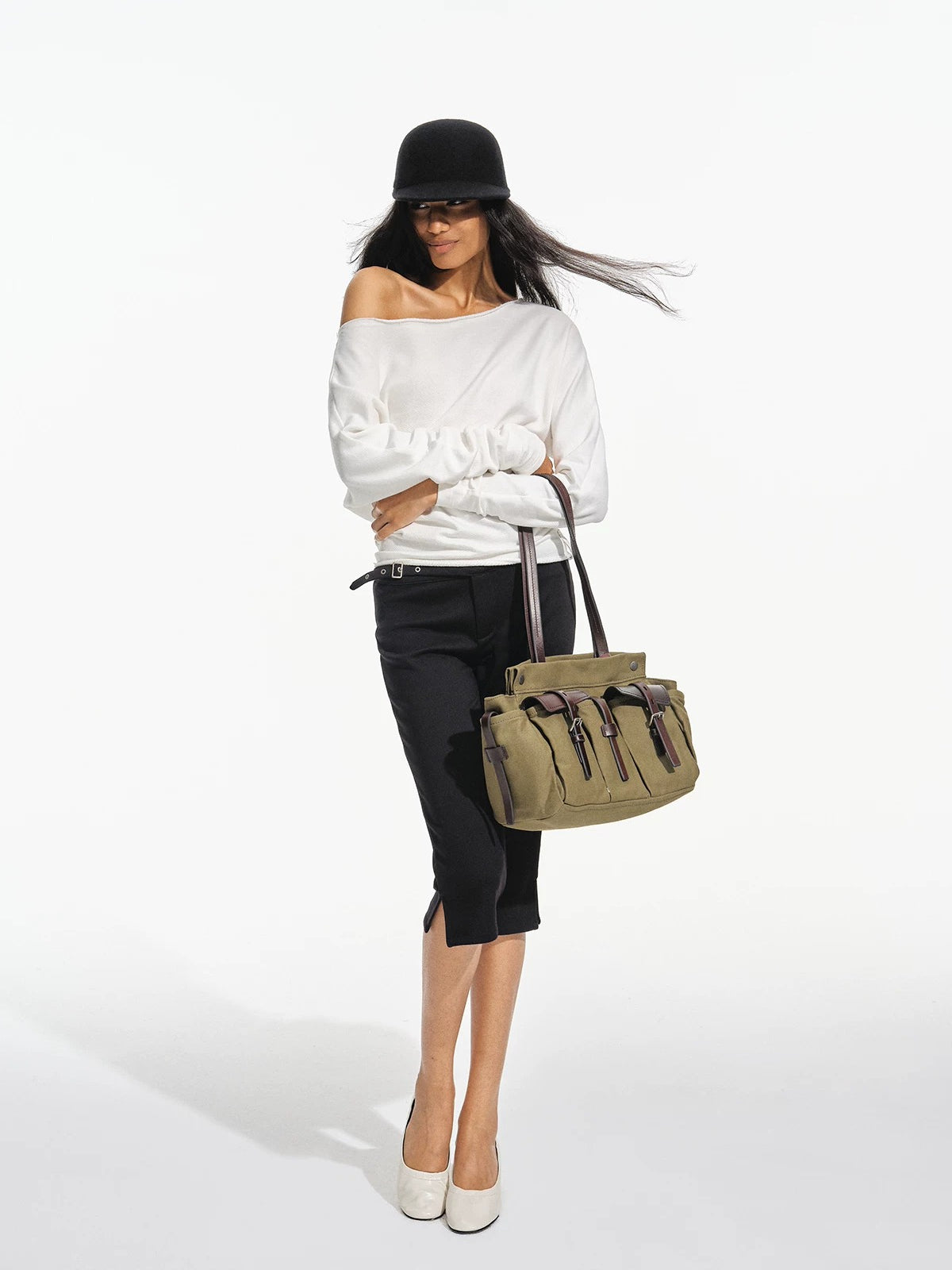 Off-Shoulder Sweatshirt &amp; Flared Pants Set
