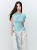 Letter Print Fitted T-shirt