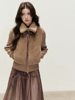 Oversized Collar Faux Fur Jacket