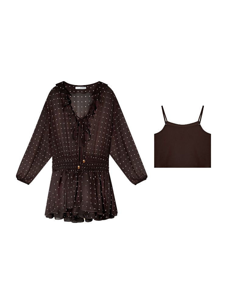 Beaded Ruffle Chiffon Dress