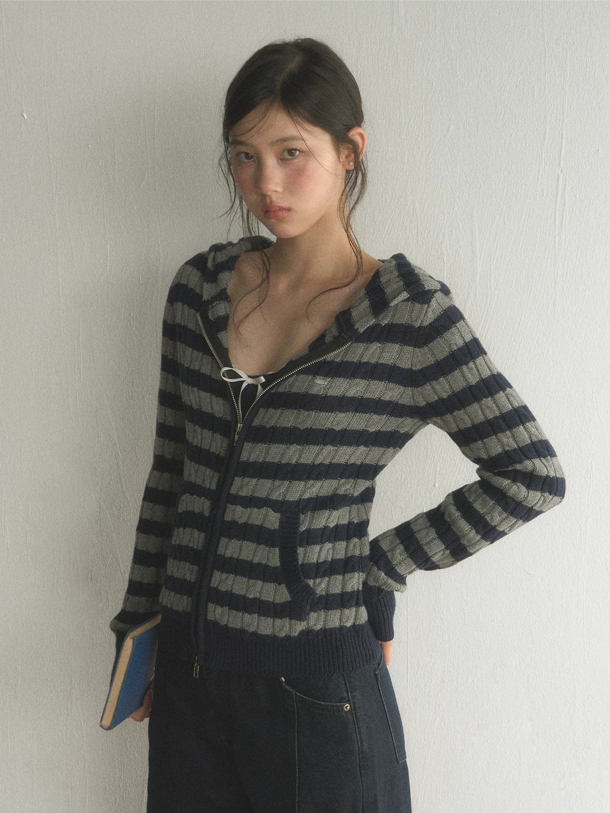 Striped Zip Cardigan