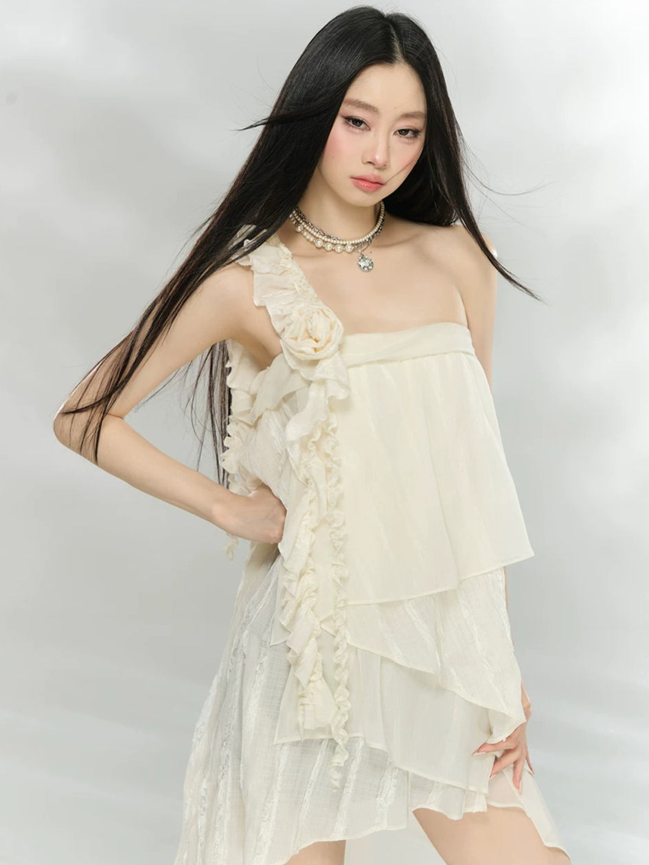 Ruffle Rose Mini Dress