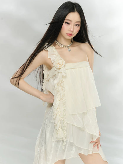 Ruffle Rose Mini Dress