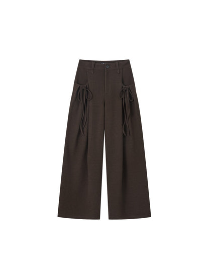 Pleated Bow Wool Pants