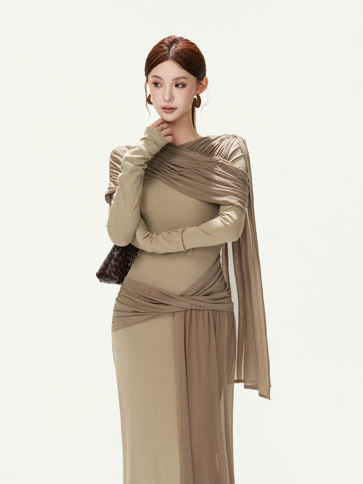Shoulder Ribbon Knit Dress