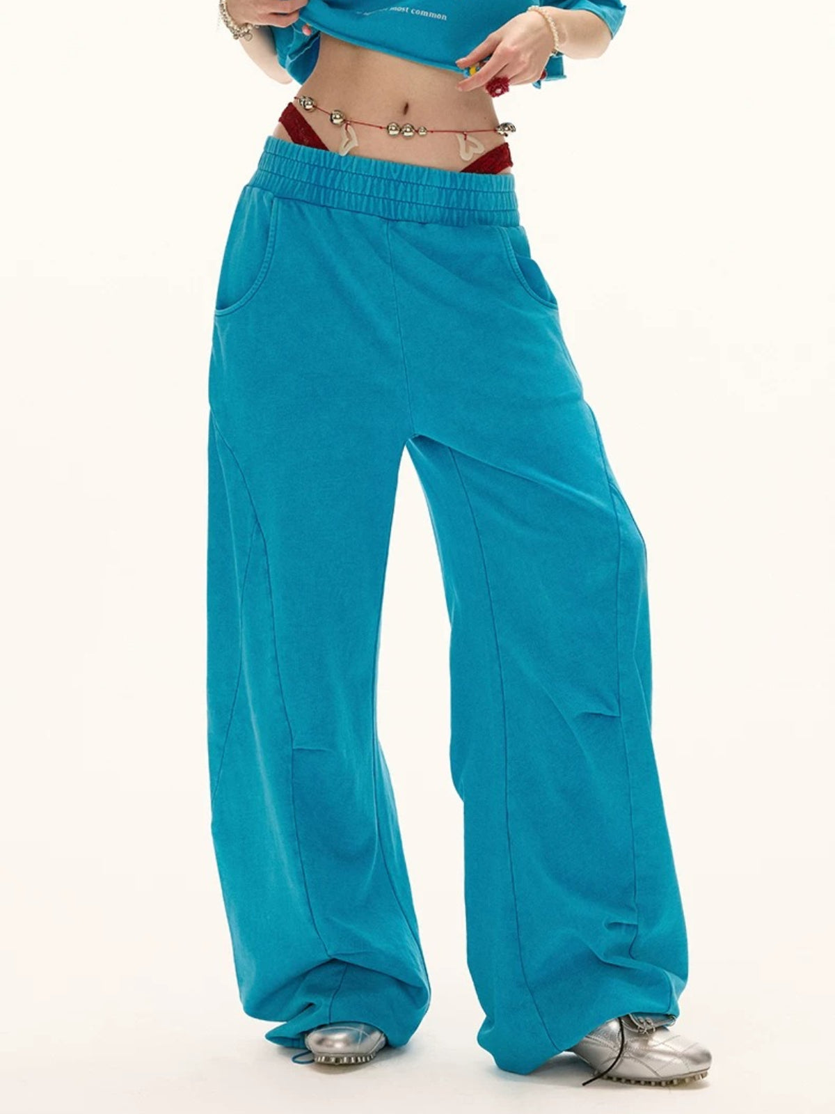 Washed Wide-Leg Casual Sweatpants