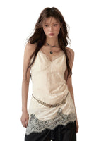 Beige Lace Panel Camisole Top