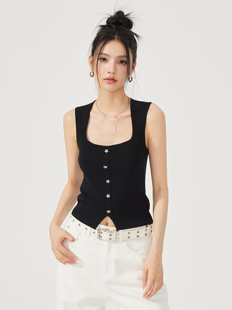 Large U-Neck Star Knitted Vest