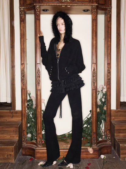 Studded Batwing Hoodie Set