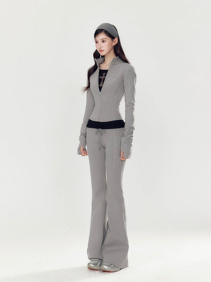 High Collar Slim Fit Sports Hoodie &amp; Pant Set