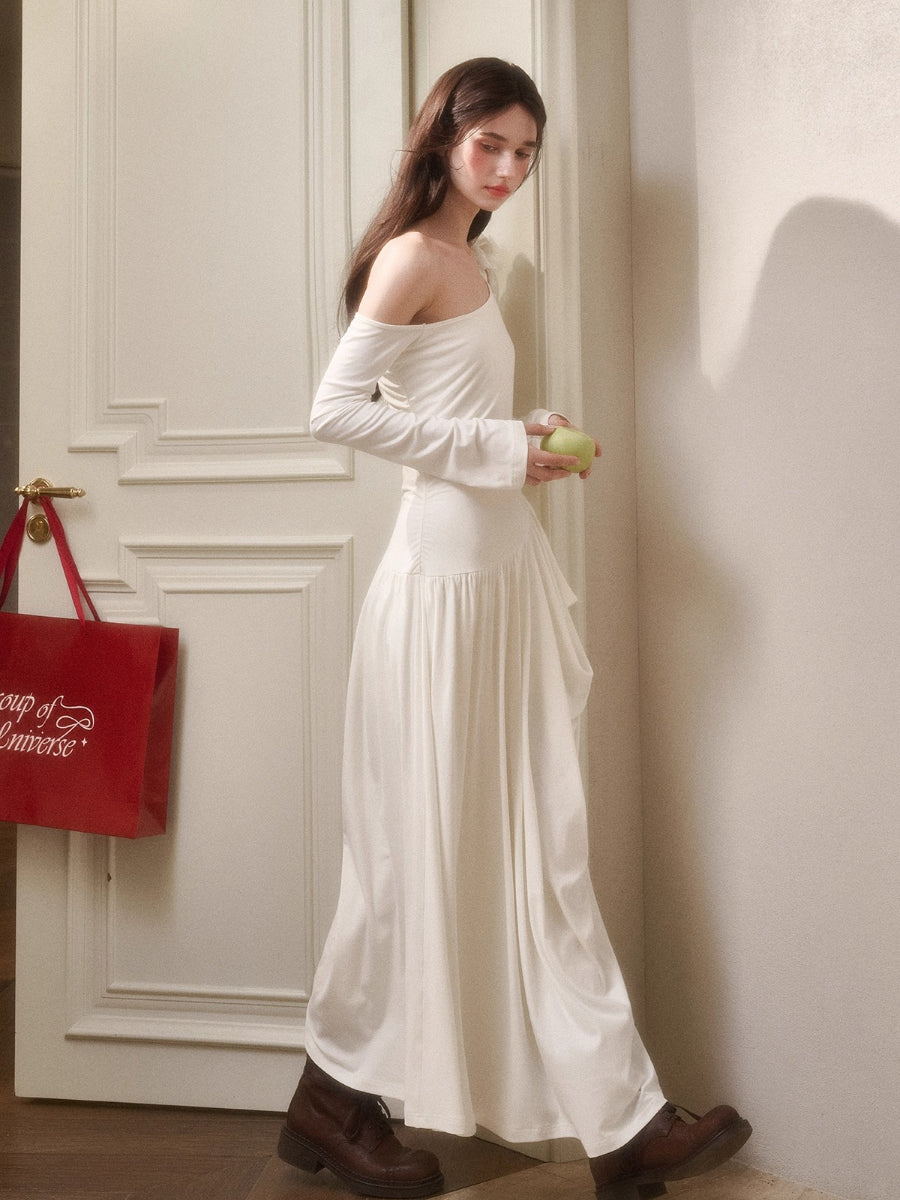 Hot Milk Off-Shoulder Knit Maxi Dress