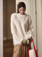 Little Lamb Alpaca-Cashmere Long Plush Crewneck