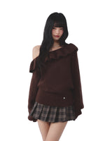 Ruffle Asymmetric Knit Top