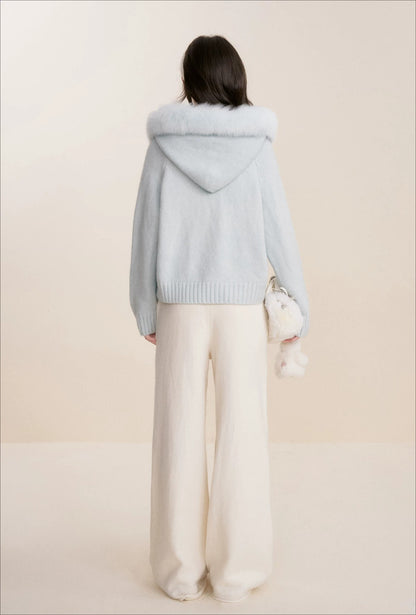 Fur Collar Knit Cardigan