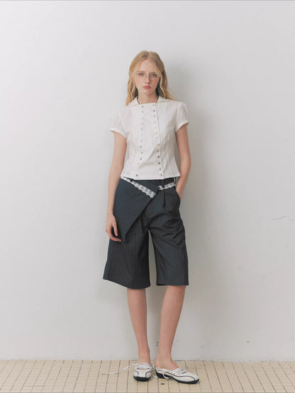 Striped Lace Bermuda Shorts