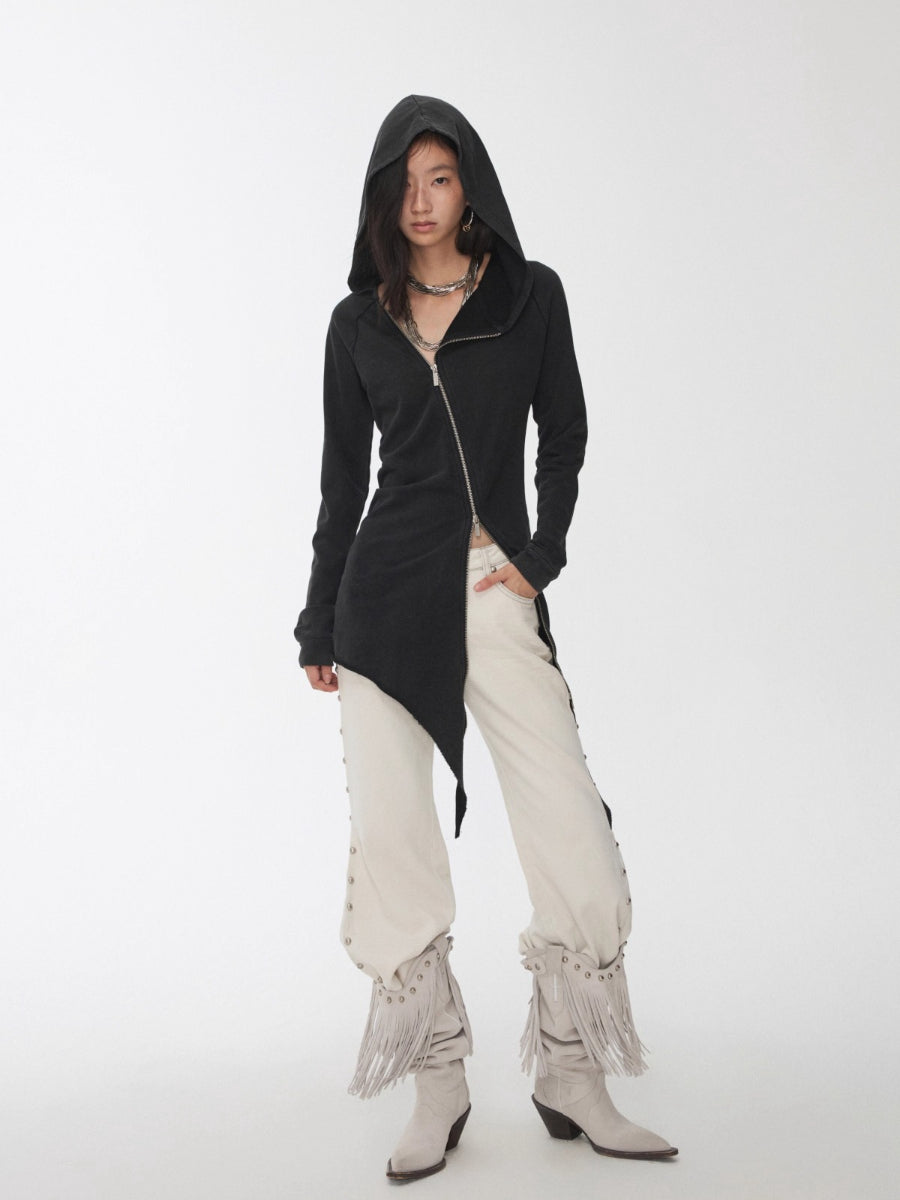 Rhinestone Studded Deconstructed Hoodie Dress