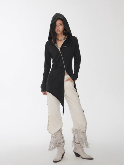 Rhinestone Studded Deconstructed Hoodie Dress