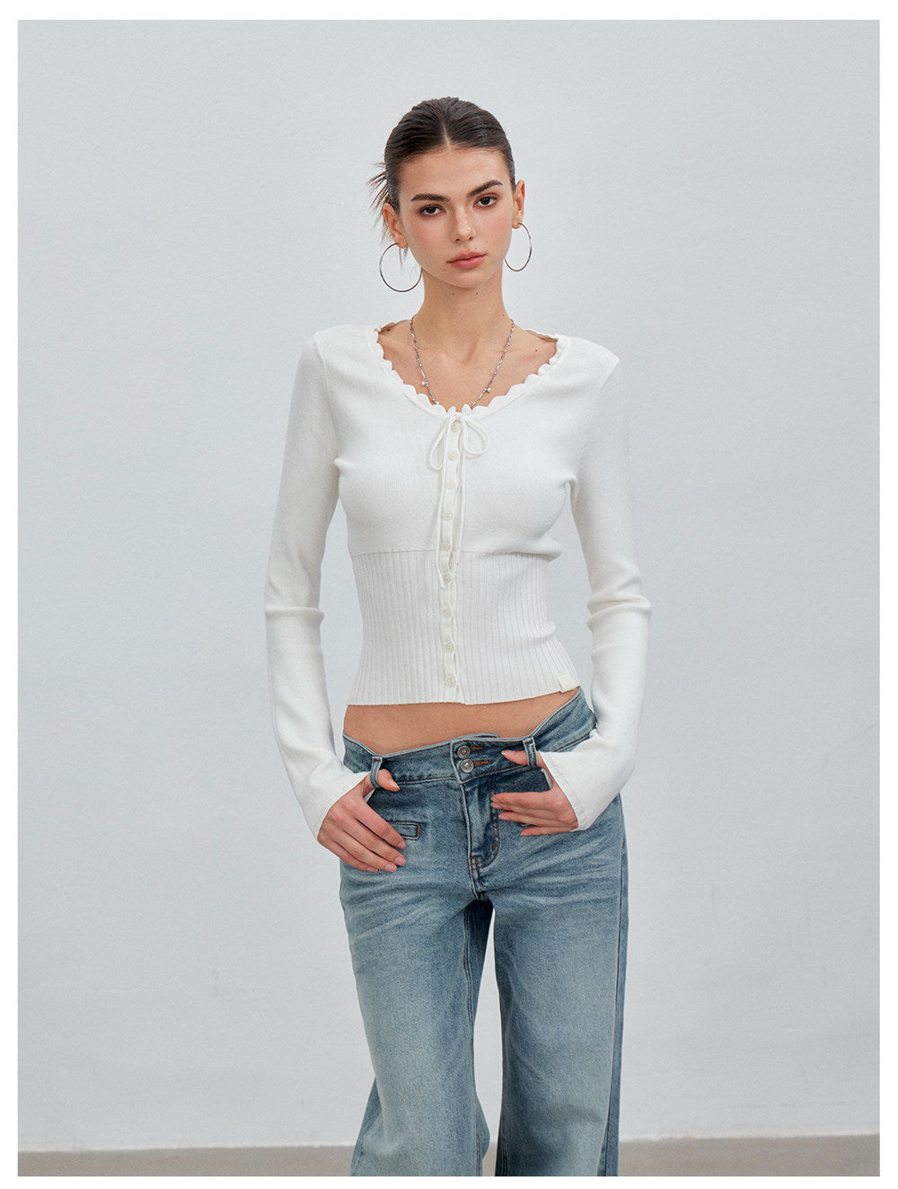 Lace Trim Knit Cardigan