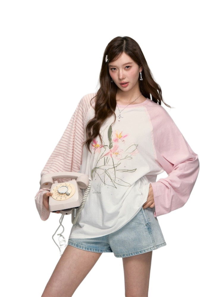 Pink Raglan Graphic T-shirt