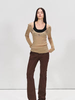 Layered Shimmer Wool Long Sleeve Top