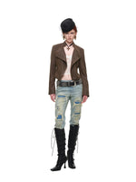 Distressed Slim Straight Jeans