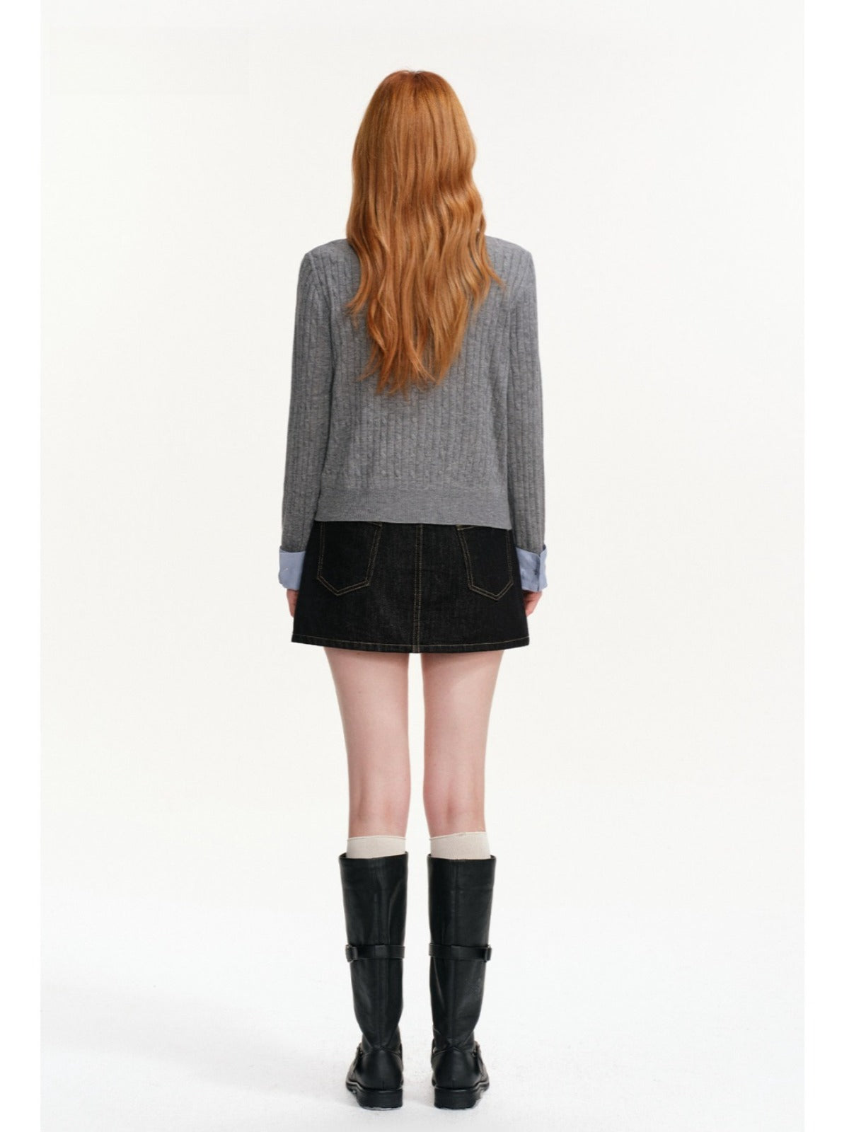 Cable Knit Layered Shirt Cardigan