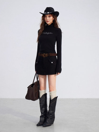 Rhinestone Fleece Knit Top