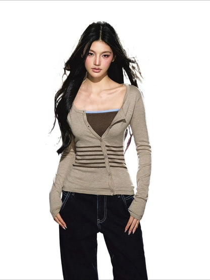 Faux Two-Piece Knit Top