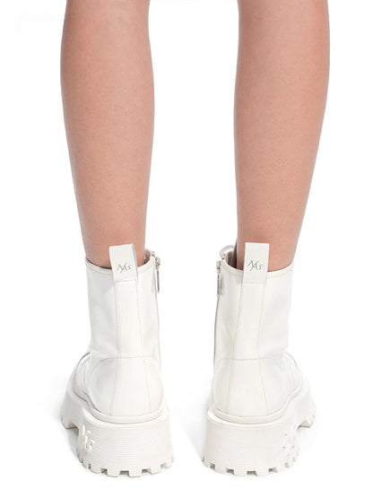 Glazed Platform Leather Boots