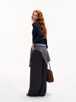 Contrast Mock-Layer Knit Cardigan