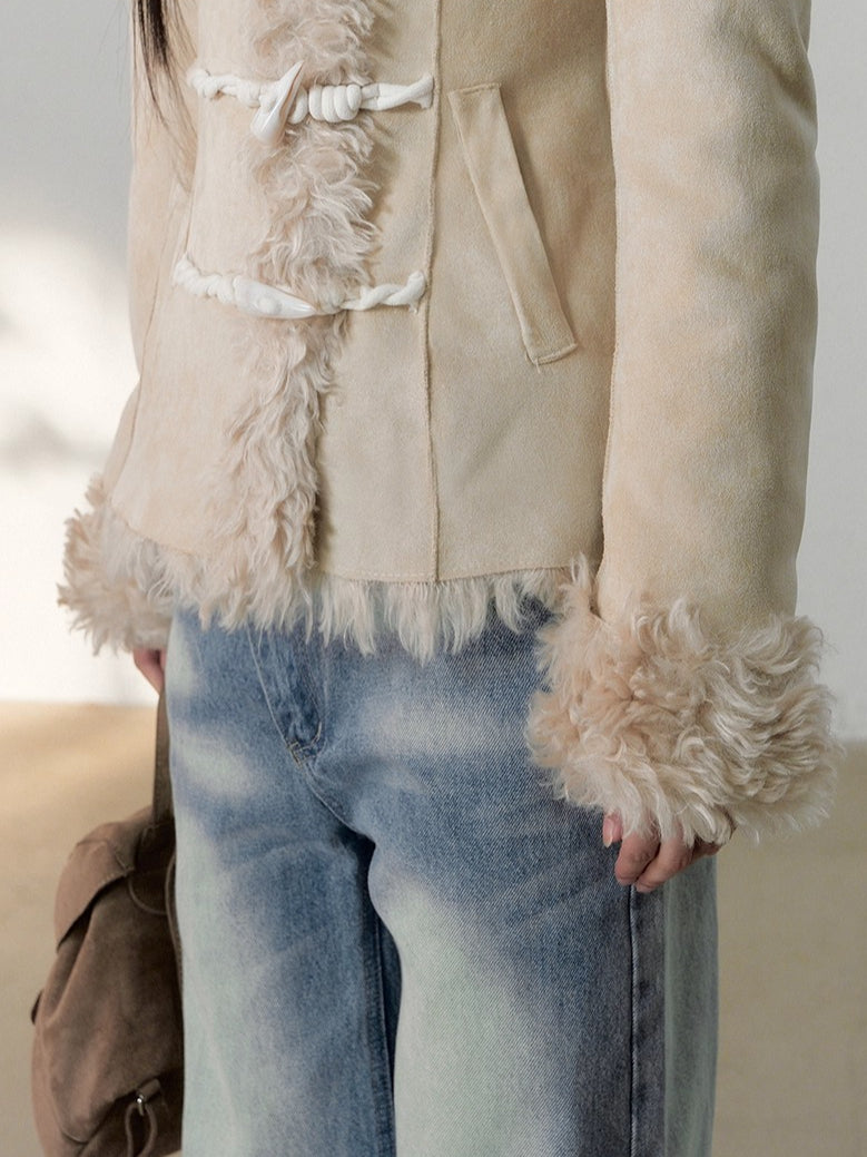 Faux Shearling Toggle Coat