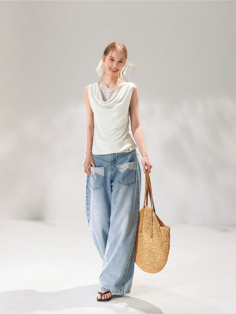 Lace Patch Knit Tank