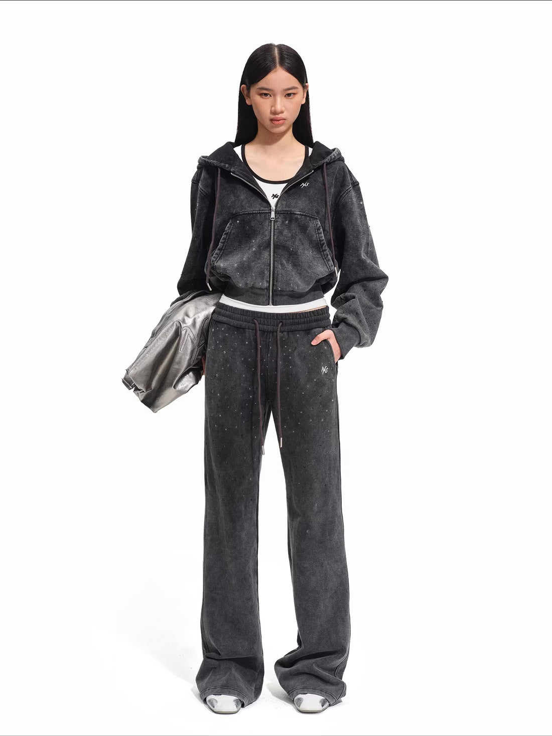 Rhinestone Cropped Hoodie