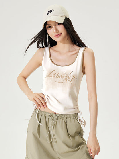Color-block Tie-up Fitted Tank Top