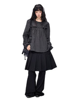 Plaid Collar Tie Blouse