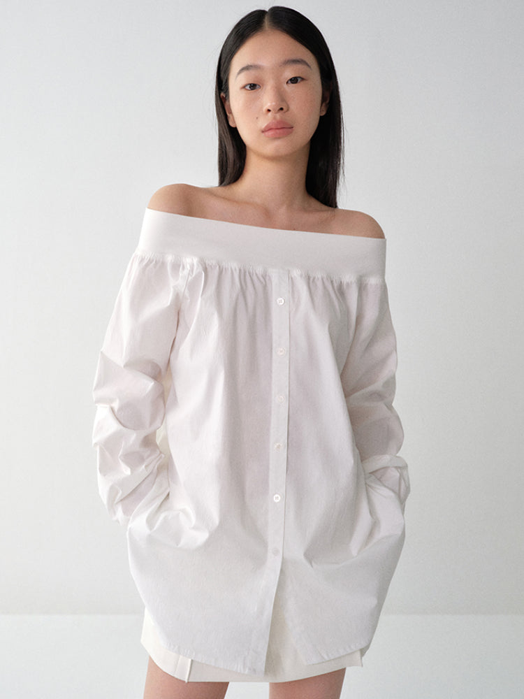 One-Shoulder Mid-Length Shirt Dress