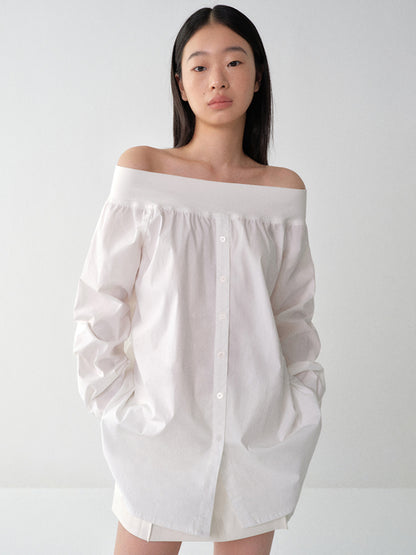 One-Shoulder Mid-Length Shirt Dress