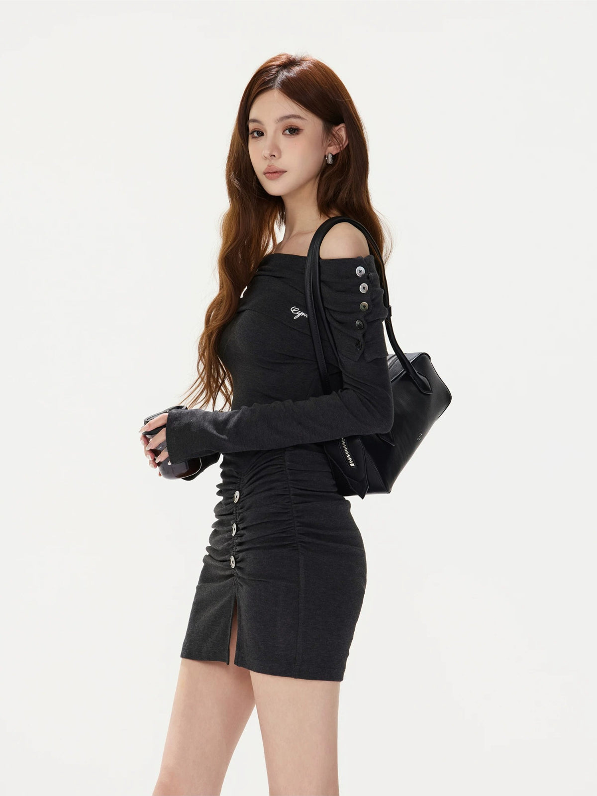 One Shoulder Ruched Dress