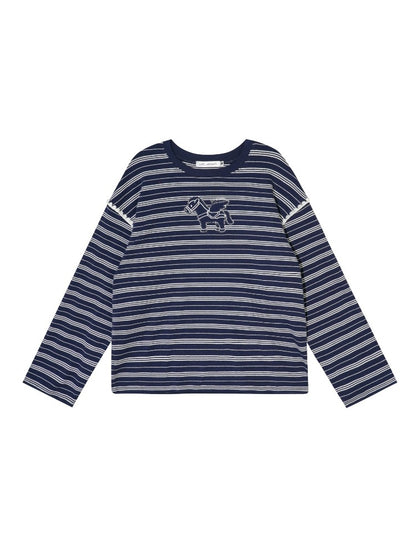 Striped Embroidery Pegasus Tee