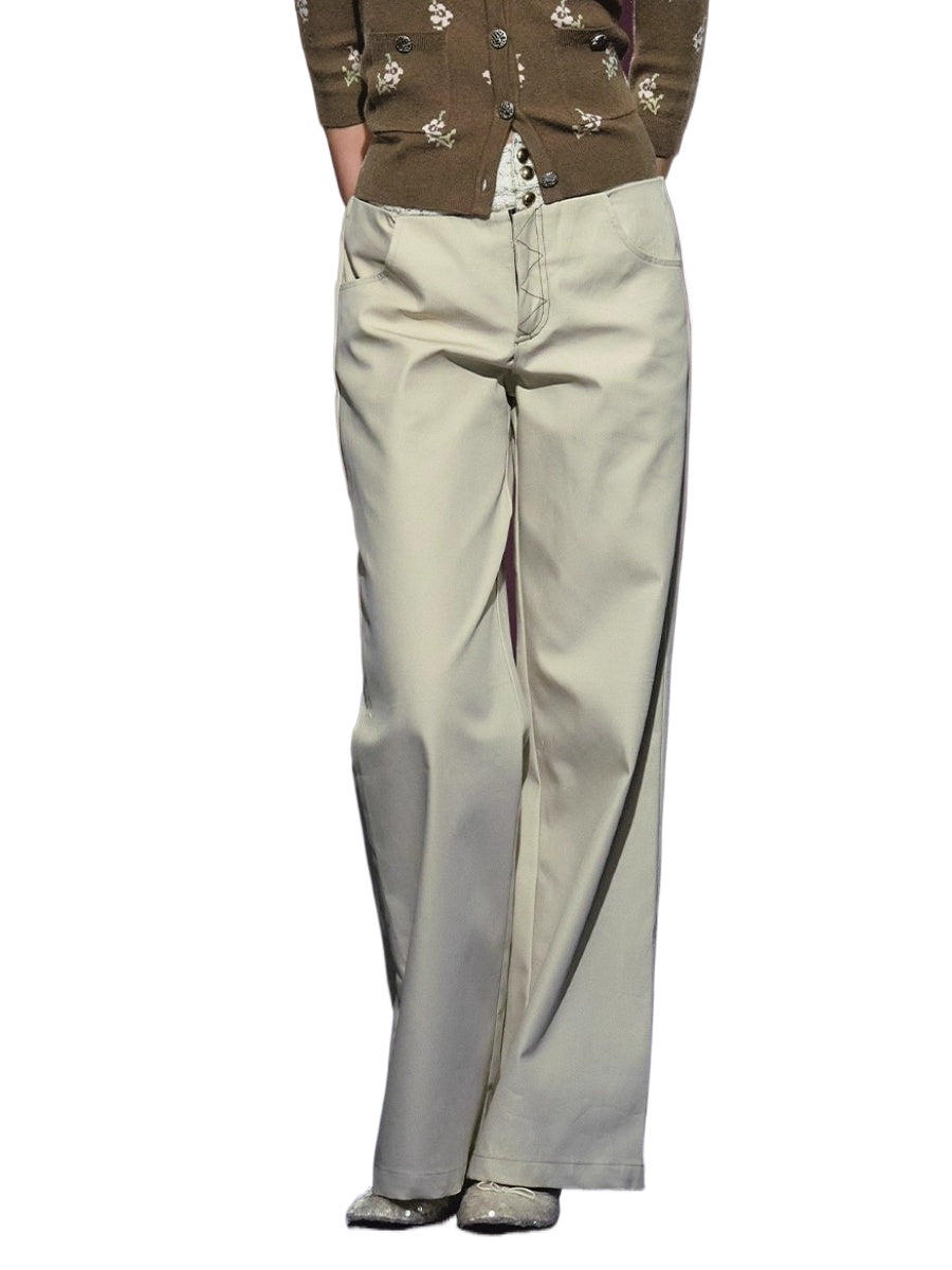 Double-Waistband Two-Piece Straight-Leg Pants