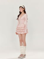 V-neck Long Sleeve Cake Dress