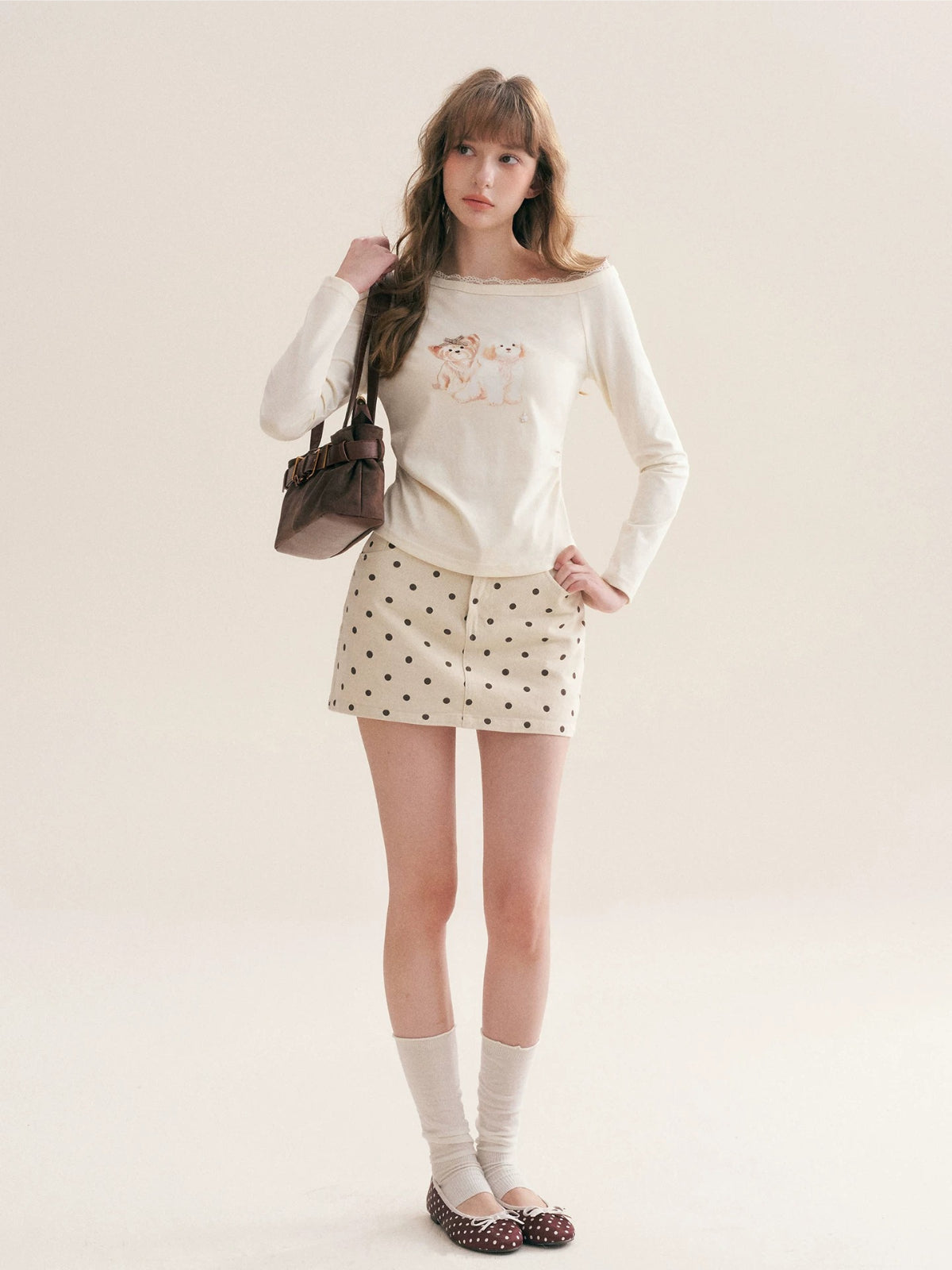 Puppy Print Lace Top